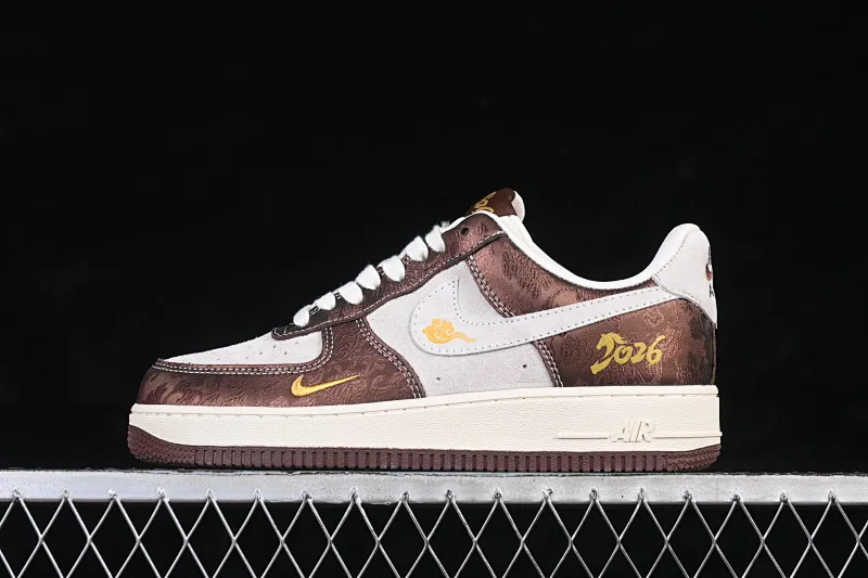 All categories Nk Air Force 1 Air Force series Nk Air Force 1 Low Air Force low-top Nike Air Force 1'07 Low Year of the Horse limited white brown Chinese style Air Force 1 low-top casual sneakers KD1688-005